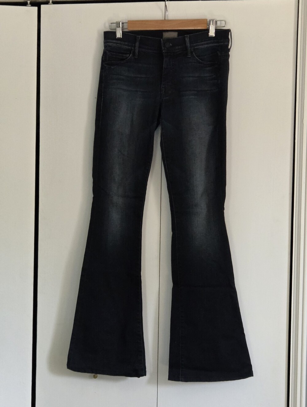 MOTHER The Cruiser Dark Indigo Flare Wide-Leg Jeans Y2K